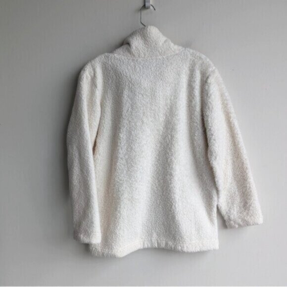 White Teddy Sherpa 1/4 zip pullover sweater - Picture 2 of 6